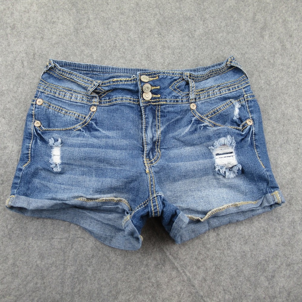 Amethyst Women's Denim Shorts Size 11 Distressed Stretch‎ Blue